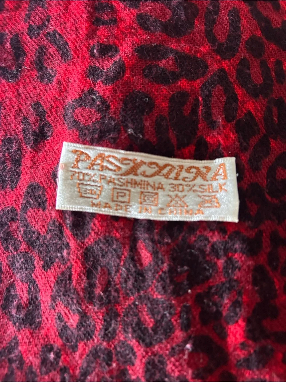 Red Leopard Print Pashmina Scarf